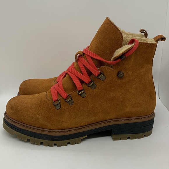 Avellini Suede Hiking Boots Brown 39 Genuine Shearling Lining Gorpcore Camping - Picture 5 of 16